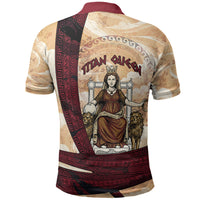 Rhea Titan Queen Mother Gods Polo Shirt Goddess Rhea Throne Lions Greek Key Art