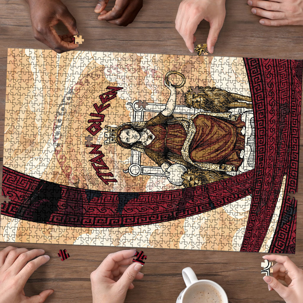 Rhea Titan Queen Mother Gods Puzzle Goddess Rhea Throne Lions Greek Key Art