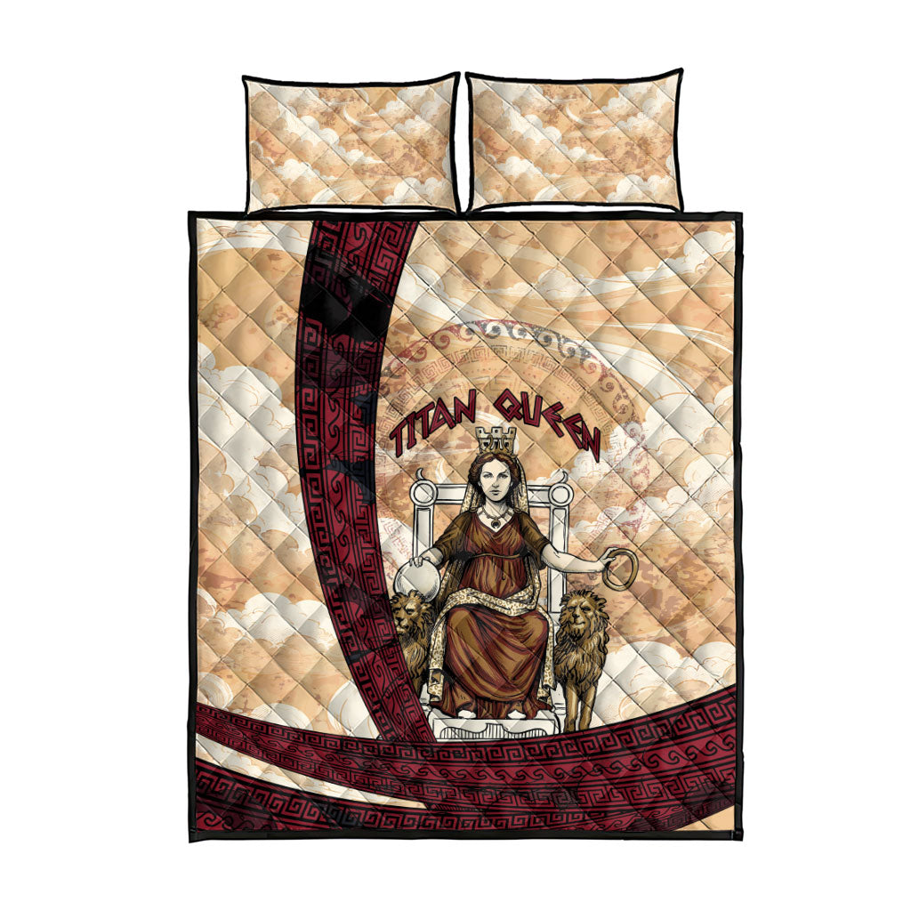 Rhea Titan Queen Mother Gods Quilt Bed Set Goddess Rhea Throne Lions Greek Key Art