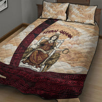 Rhea Titan Queen Mother Gods Quilt Bed Set Goddess Rhea Throne Lions Greek Key Art
