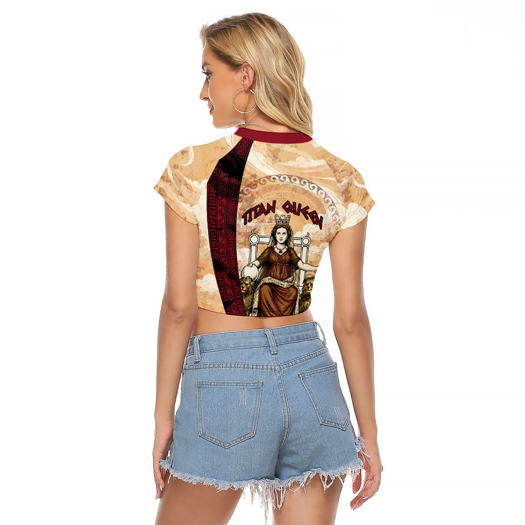 Rhea Titan Queen Mother Gods Raglan Cropped T Shirt Goddess Rhea Throne Lions Greek Key Art