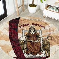 Rhea Titan Queen Mother Gods Round Carpet Goddess Rhea Throne Lions Greek Key Art