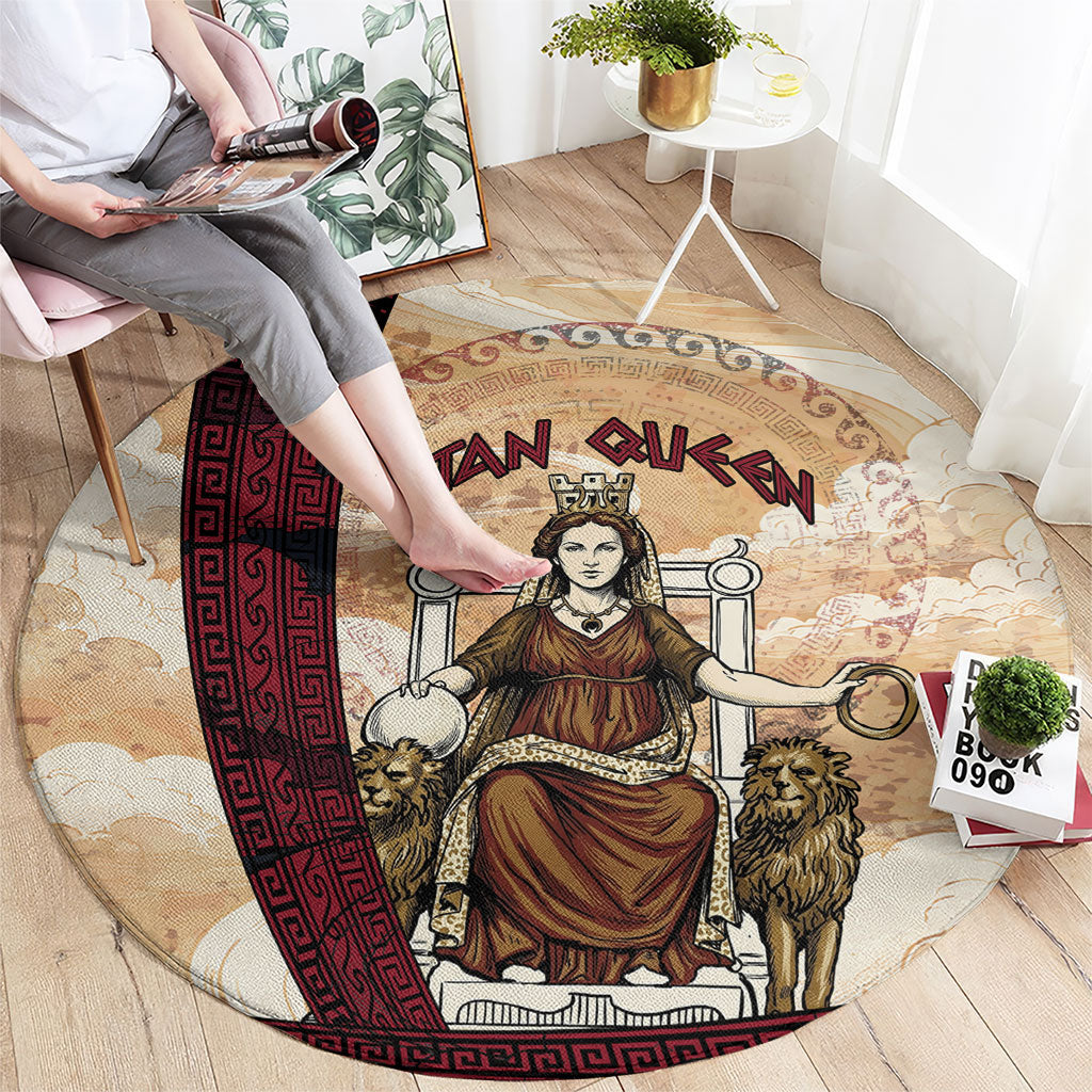 Rhea Titan Queen Mother Gods Round Carpet Goddess Rhea Throne Lions Greek Key Art