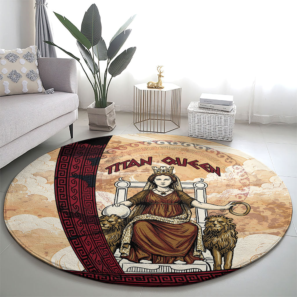 Rhea Titan Queen Mother Gods Round Carpet Goddess Rhea Throne Lions Greek Key Art
