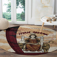 Rhea Titan Queen Mother Gods Round Carpet Goddess Rhea Throne Lions Greek Key Art