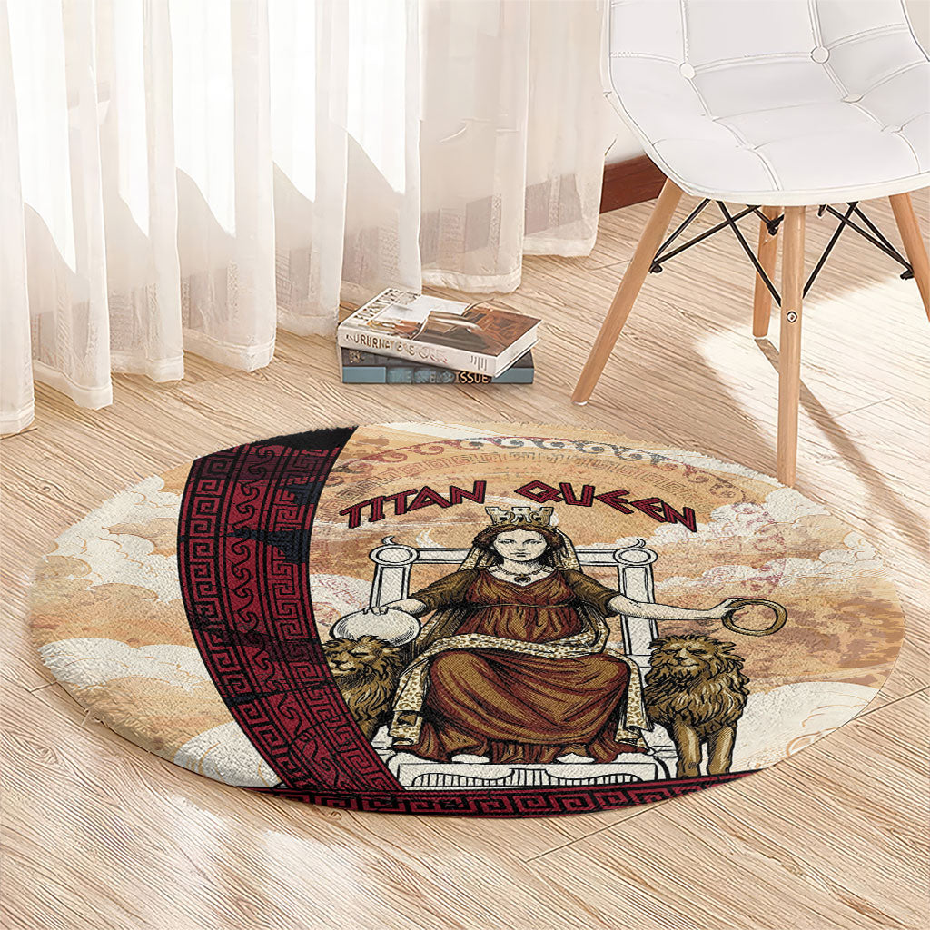 Rhea Titan Queen Mother Gods Round Carpet Goddess Rhea Throne Lions Greek Key Art