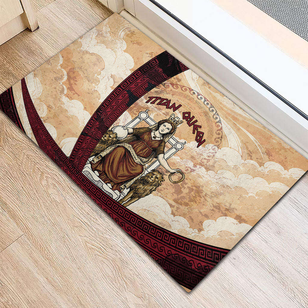 Rhea Titan Queen Mother Gods Rubber Doormat Goddess Rhea Throne Lions Greek Key Art