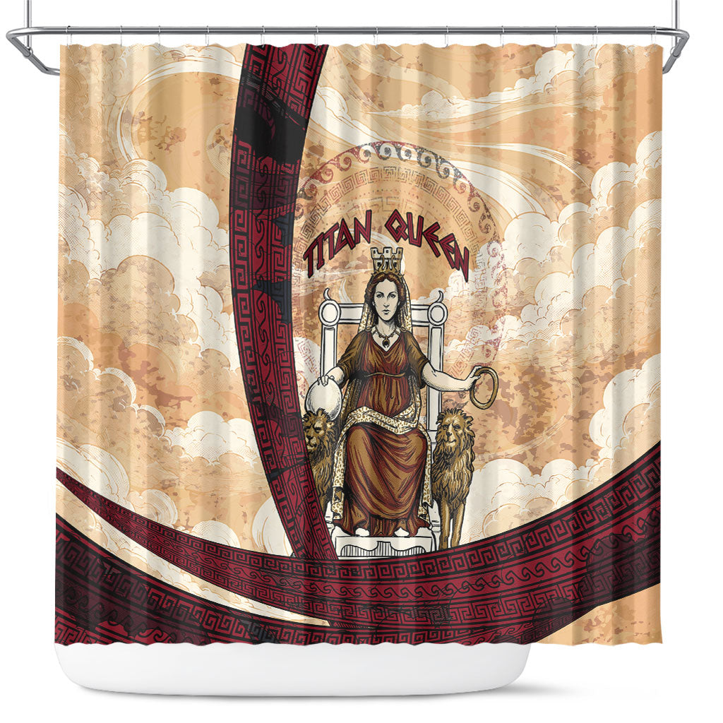 Rhea Titan Queen Mother Gods Shower Curtain Goddess Rhea Throne Lions Greek Key Art