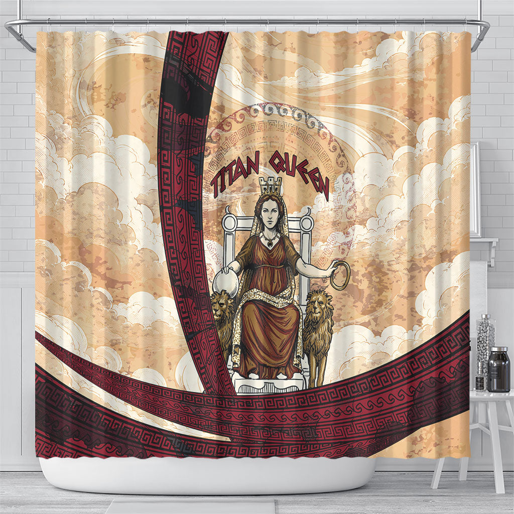 Rhea Titan Queen Mother Gods Shower Curtain Goddess Rhea Throne Lions Greek Key Art