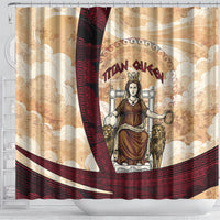 Rhea Titan Queen Mother Gods Shower Curtain Goddess Rhea Throne Lions Greek Key Art