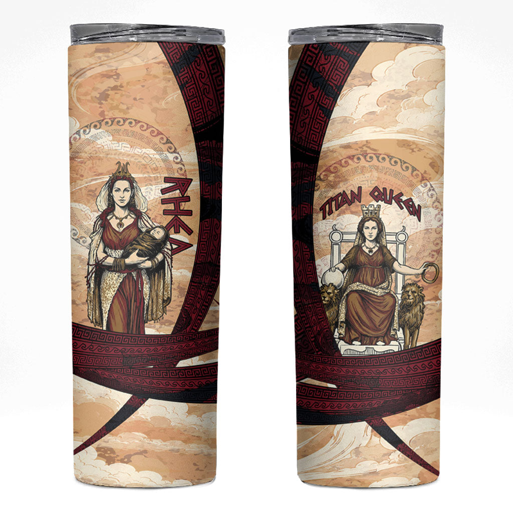 Rhea Titan Queen Mother Gods Skinny Tumbler Goddess Rhea Throne Lions Greek Key Art