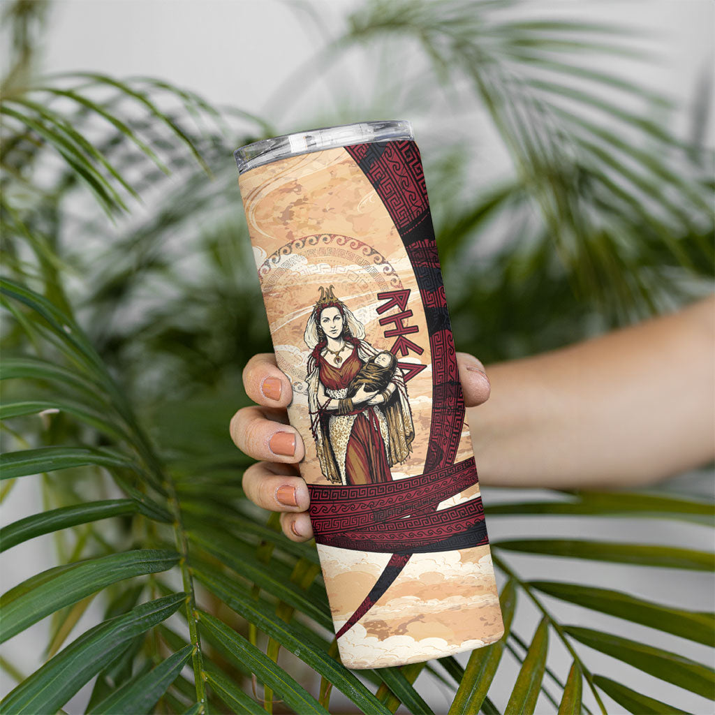 Rhea Titan Queen Mother Gods Skinny Tumbler Goddess Rhea Throne Lions Greek Key Art