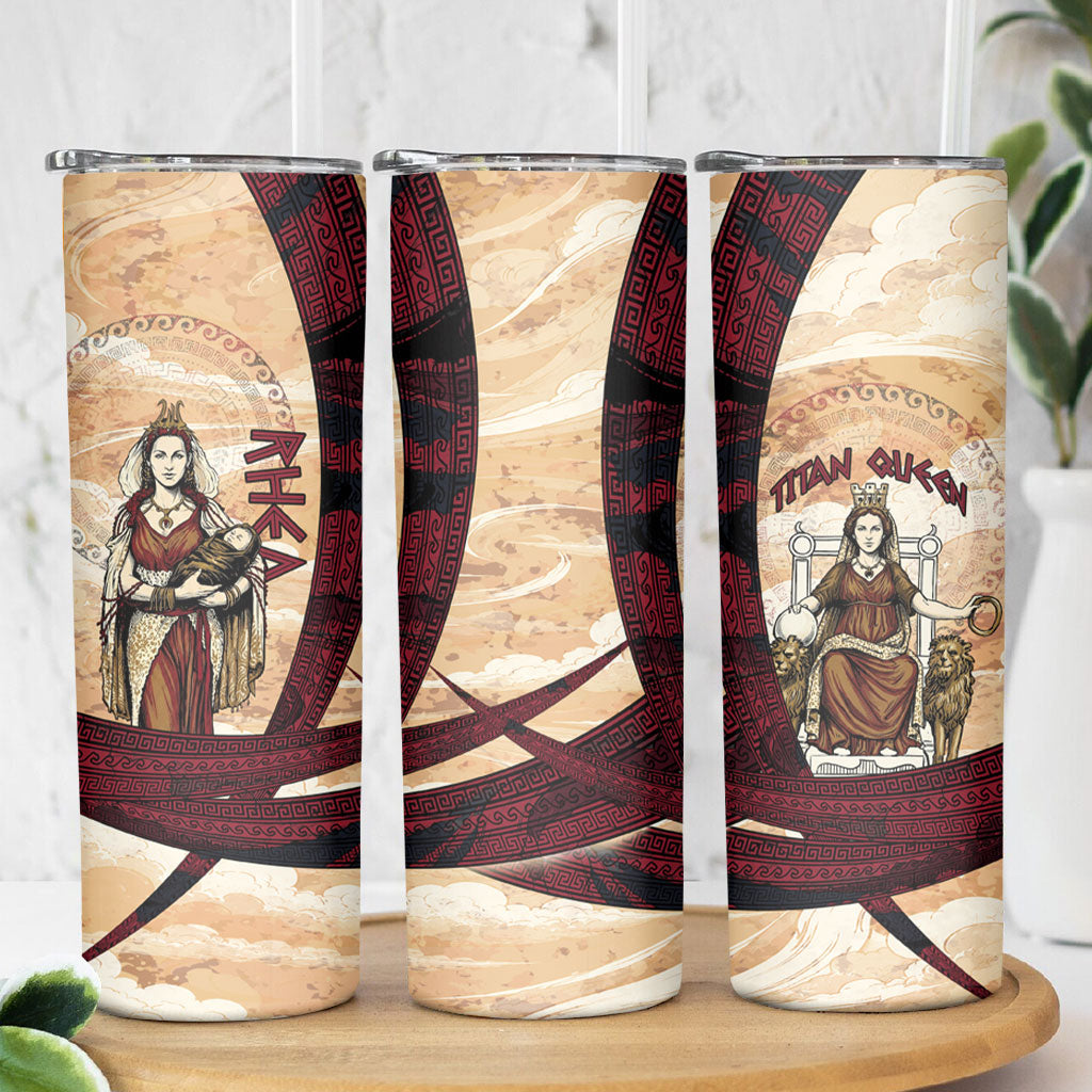 Rhea Titan Queen Mother Gods Skinny Tumbler Goddess Rhea Throne Lions Greek Key Art