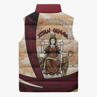 Rhea Titan Queen Mother Gods Sleeveless Puffer Jacket Goddess Rhea Throne Lions Greek Key Art