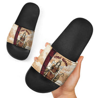 Rhea Titan Queen Mother Gods Slide Sandals Goddess Rhea Throne Lions Greek Key Art