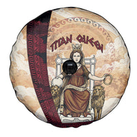 Rhea Titan Queen Mother Gods Spare Tire Cover Goddess Rhea Throne Lions Greek Key Art
