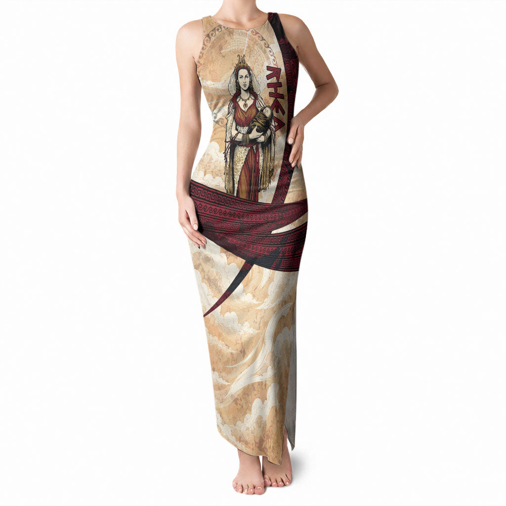 Rhea Titan Queen Mother Gods Tank Maxi Dress Goddess Rhea Throne Lions Greek Key Art