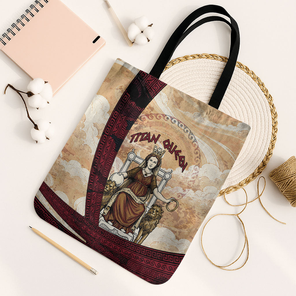 Rhea Titan Queen Mother Gods Tote Bag Goddess Rhea Throne Lions Greek Key Art