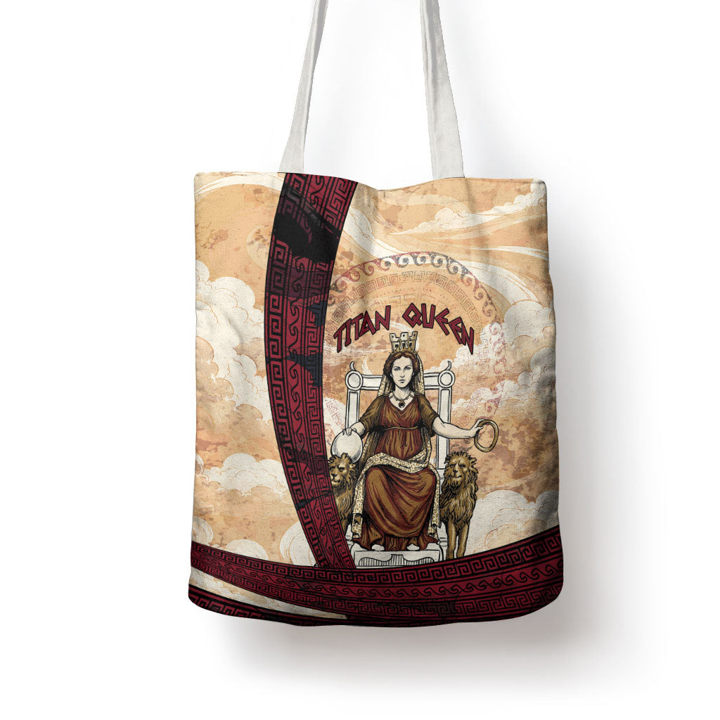Rhea Titan Queen Mother Gods Tote Bag Goddess Rhea Throne Lions Greek Key Art