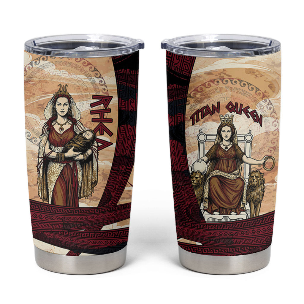 Rhea Titan Queen Mother Gods Tumbler Cup Goddess Rhea Throne Lions Greek Key Art