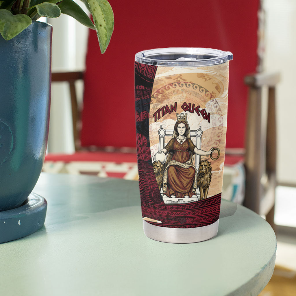 Rhea Titan Queen Mother Gods Tumbler Cup Goddess Rhea Throne Lions Greek Key Art