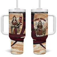 Rhea Titan Queen Mother Gods Tumbler With Handle Goddess Rhea Throne Lions Greek Key Art