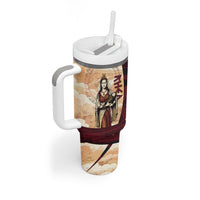 Rhea Titan Queen Mother Gods Tumbler With Handle Goddess Rhea Throne Lions Greek Key Art