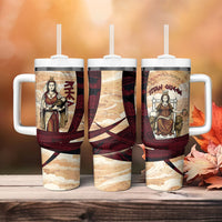 Rhea Titan Queen Mother Gods Tumbler With Handle Goddess Rhea Throne Lions Greek Key Art