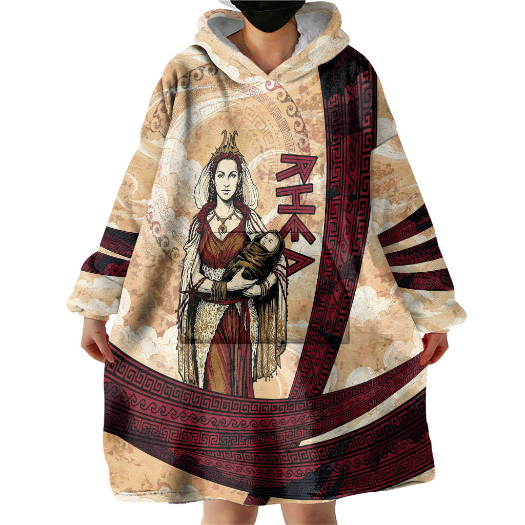 Rhea Titan Queen Mother Gods Wearable Blanket Hoodie Goddess Rhea Throne Lions Greek Key Art