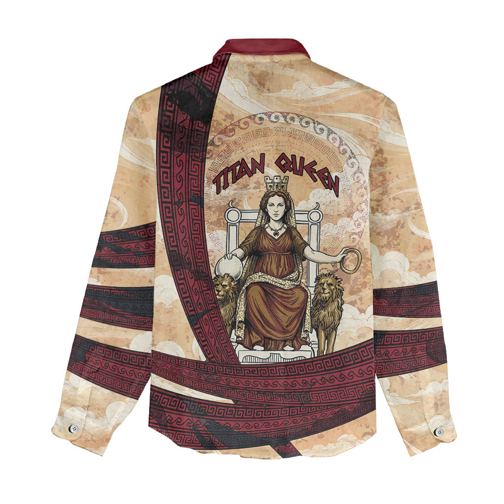 Rhea Titan Queen Mother Gods Women Casual Shirt Goddess Rhea Throne Lions Greek Key Art