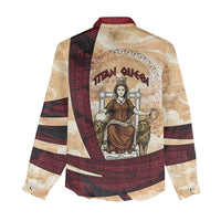 Rhea Titan Queen Mother Gods Women Casual Shirt Goddess Rhea Throne Lions Greek Key Art