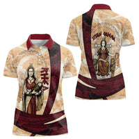 Rhea Titan Queen Mother Gods Women Polo Shirt Goddess Rhea Throne Lions Greek Key Art