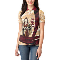 Rhea Titan Queen Mother Gods Women Polo Shirt Goddess Rhea Throne Lions Greek Key Art