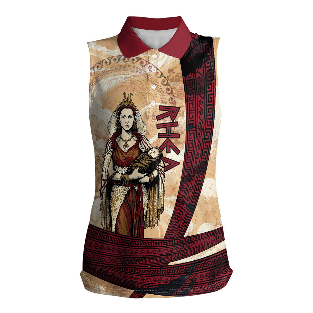 Rhea Titan Queen Mother Gods Women Sleeveless Polo Shirt Goddess Rhea Throne Lions Greek Key Art