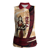 Rhea Titan Queen Mother Gods Women Sleeveless Polo Shirt Goddess Rhea Throne Lions Greek Key Art
