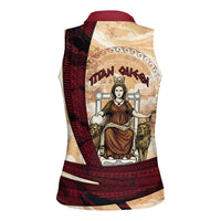 Rhea Titan Queen Mother Gods Women Sleeveless Polo Shirt Goddess Rhea Throne Lions Greek Key Art