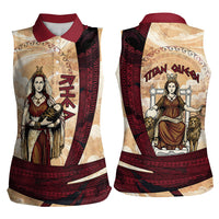 Rhea Titan Queen Mother Gods Women Sleeveless Polo Shirt Goddess Rhea Throne Lions Greek Key Art