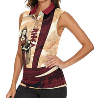 Rhea Titan Queen Mother Gods Women Sleeveless Polo Shirt Goddess Rhea Throne Lions Greek Key Art