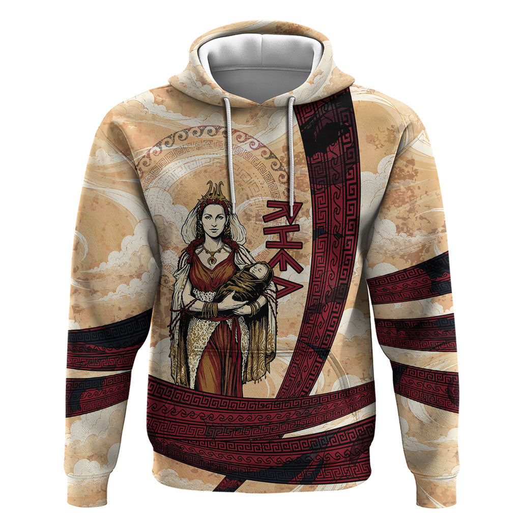 Rhea Titan Queen Mother Gods Zip Hoodie Goddess Rhea Throne Lions Greek Key Art