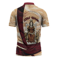 Rhea Titan Queen Mother Gods Zipper Polo Shirt Goddess Rhea Throne Lions Greek Key Art