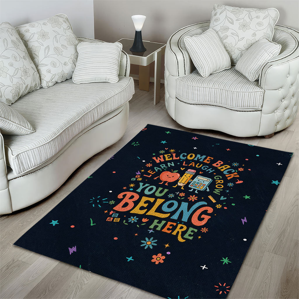 Happy to See Your Face Teacher School Supplies Area Rug Welcome Back Teacher You Belong Here