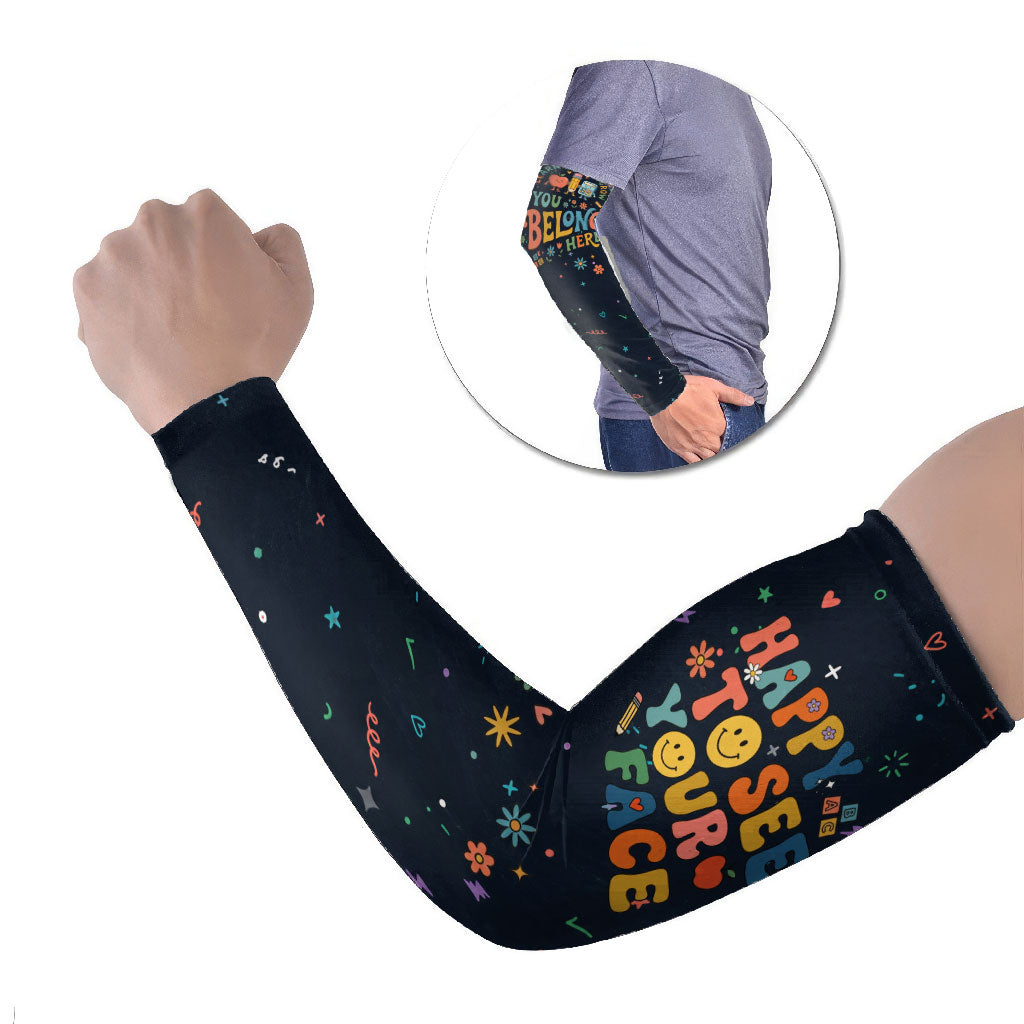 Happy to See Your Face Teacher School Supplies Arm Sleeves Welcome Back Teacher You Belong Here