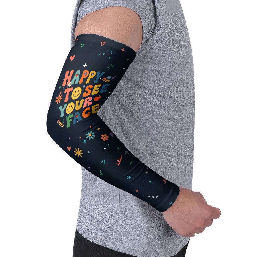 Happy to See Your Face Teacher School Supplies Arm Sleeves Welcome Back Teacher You Belong Here
