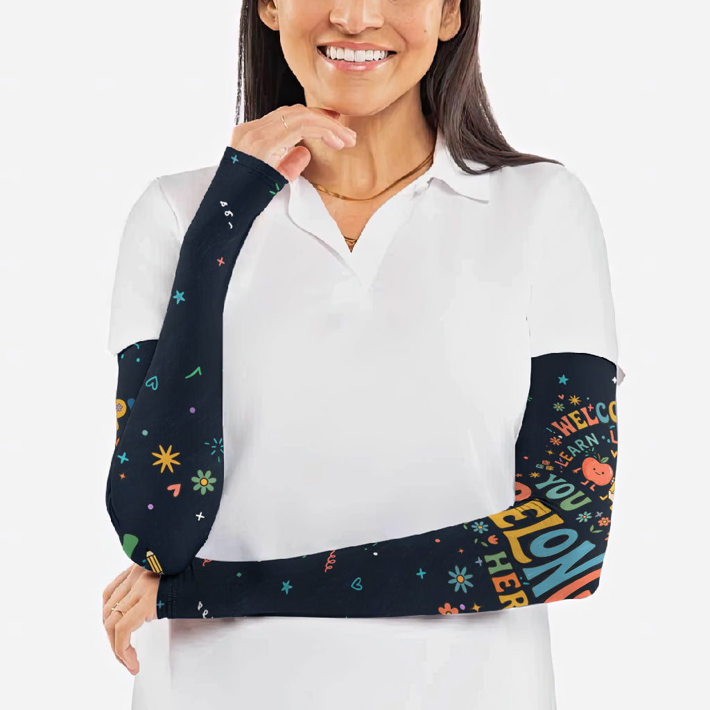 Happy to See Your Face Teacher School Supplies Arm Sleeves Welcome Back Teacher You Belong Here