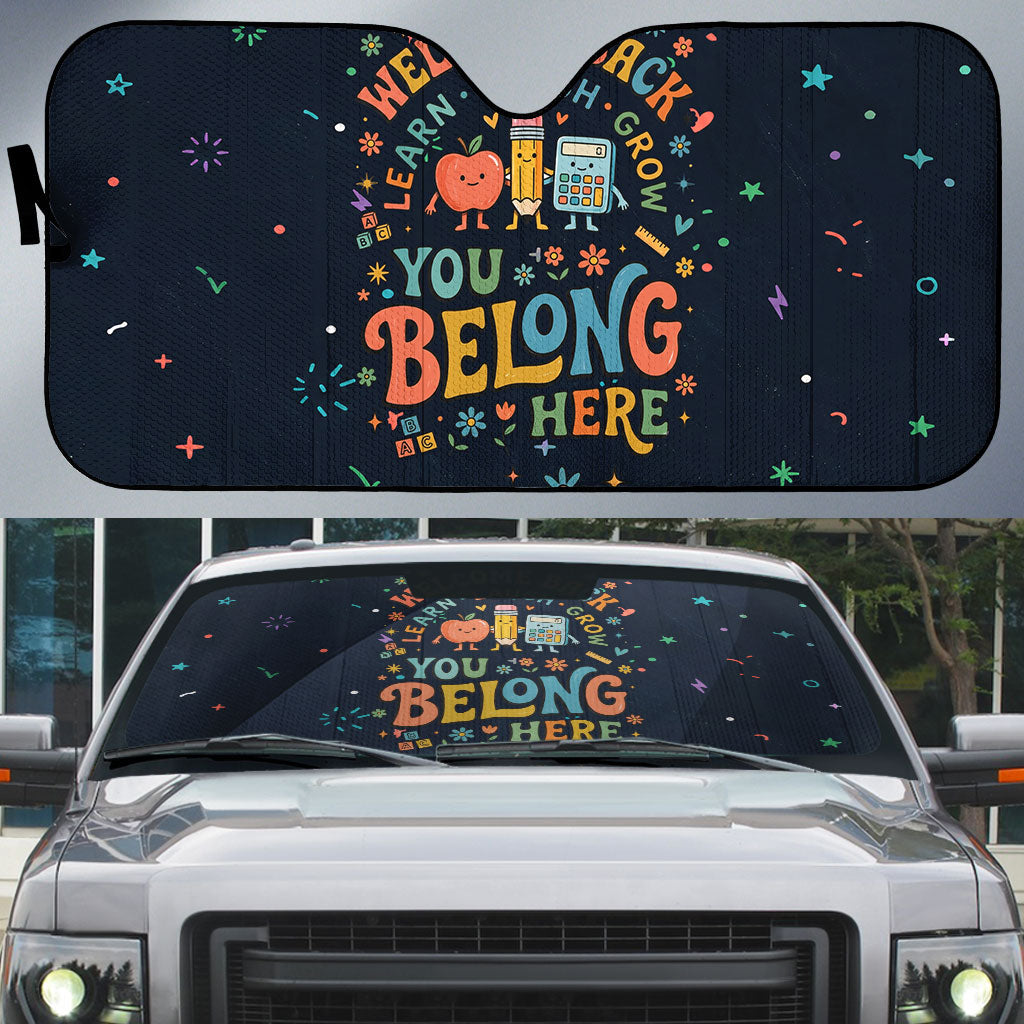 Happy to See Your Face Teacher School Supplies Auto Sun Shade Welcome Back Teacher You Belong Here