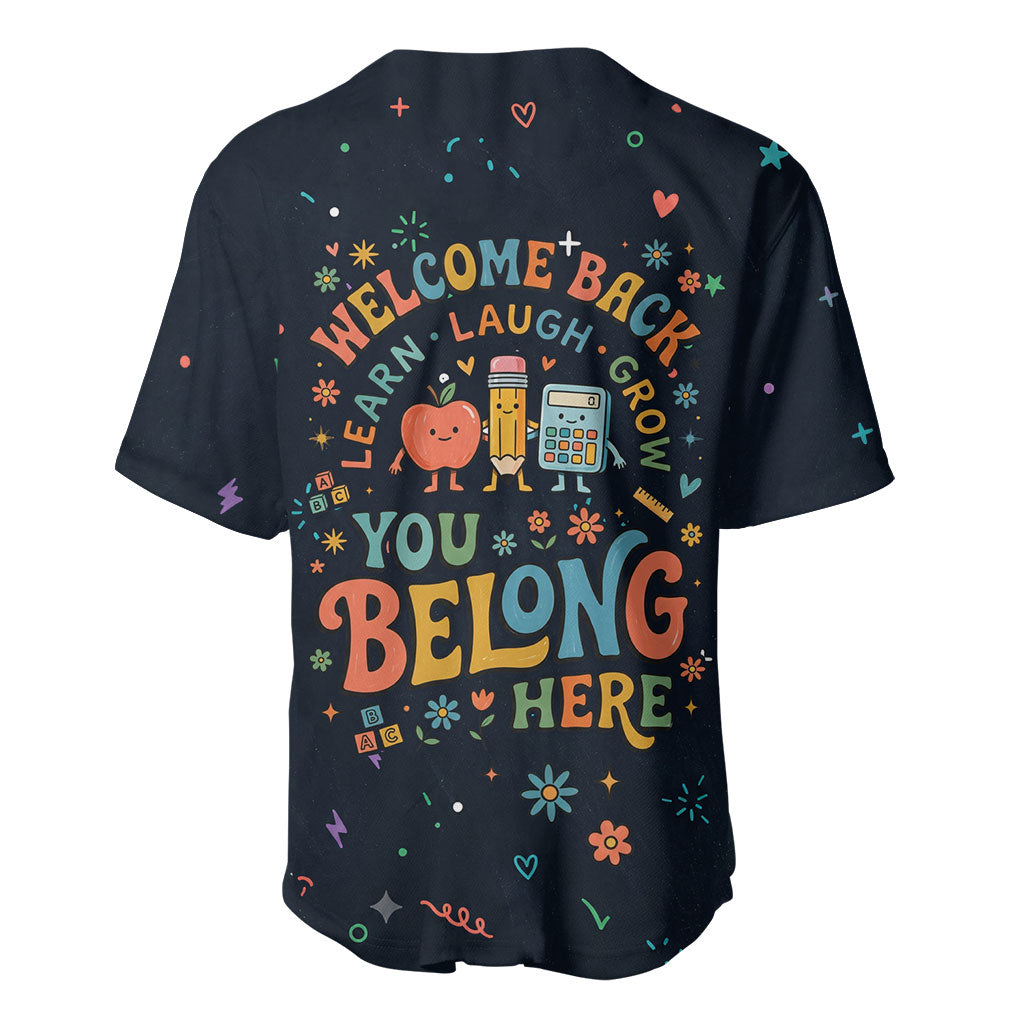 Happy to See Your Face Teacher School Supplies Baseball Jersey Welcome Back Teacher You Belong Here