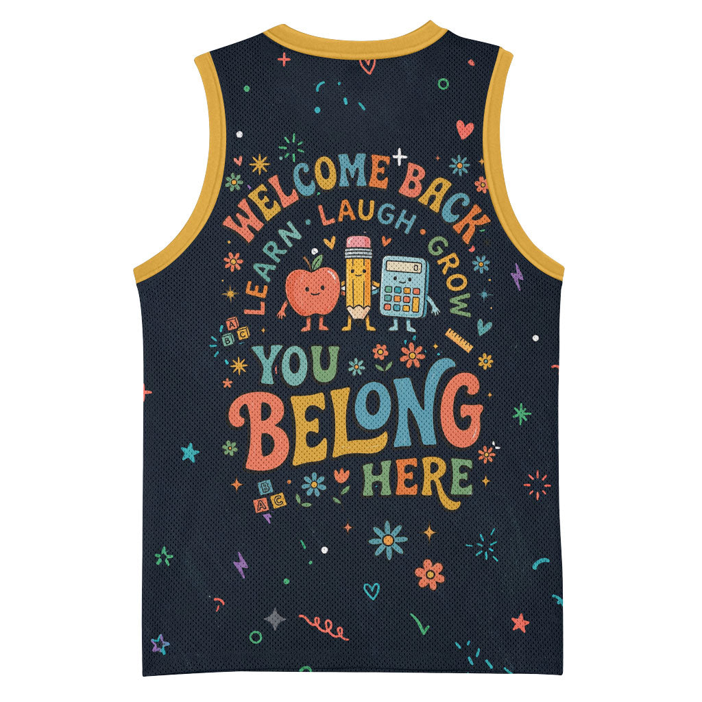 Happy to See Your Face Teacher School Supplies Basketball Jersey Welcome Back Teacher You Belong Here