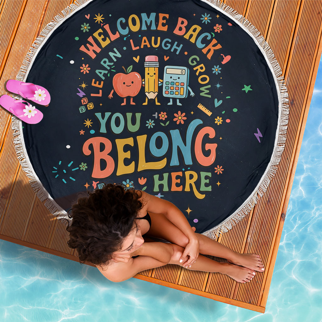 Happy to See Your Face Teacher School Supplies Beach Blanket Welcome Back Teacher You Belong Here