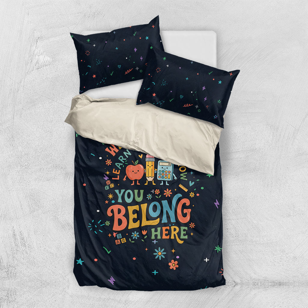 Happy to See Your Face Teacher School Supplies Bedding Set Welcome Back Teacher You Belong Here