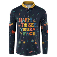 Happy to See Your Face Teacher School Supplies Button Sweatshirt Welcome Back Teacher You Belong Here